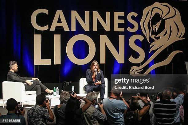 Iggy Pop speaks to Nils Leonard, Chairman and Chief Creative Officer of Grey London, during the 'Do Not Go Gentle' seminar hosted by Grey during The...