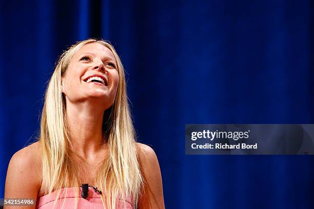 Actress Gwyneth Paltrow is interviewed by Stephen Sackur during a special live-recording 'Hard Talk' hosted by BBC World News during The Cannes Lions...