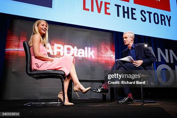 Actress Gwyneth Paltrow is interviewed by Stephen Sackur during a special live-recording 'Hard Talk' hosted by BBC World News during The Cannes Lions...