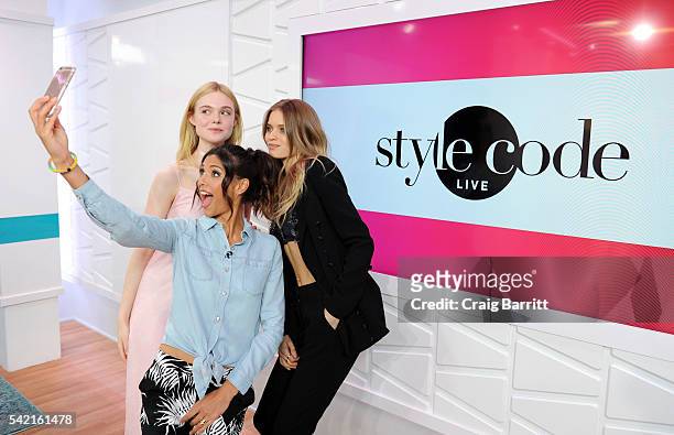 Elle Fanning, Lyndsey Rodrigues and Abbey Lee appear on Amazon's Style Code Live on June 22, 2016 in New York City.