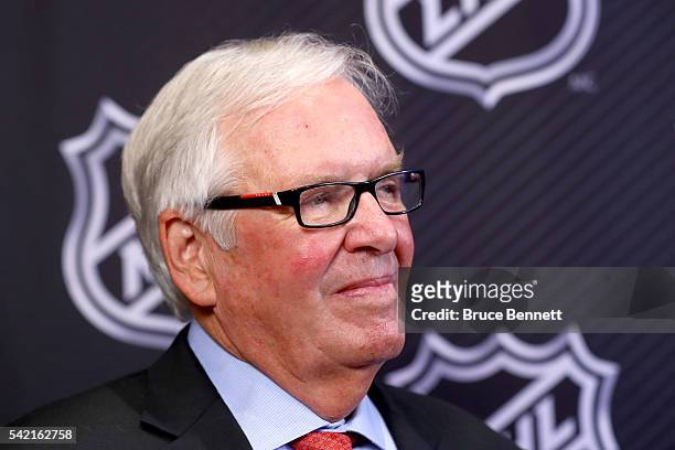 New Las Vegas NHL franchise owner Bill Foley addresses the media during the Board Of Governors Press Conference prior to the 2016 NHL Awards at...