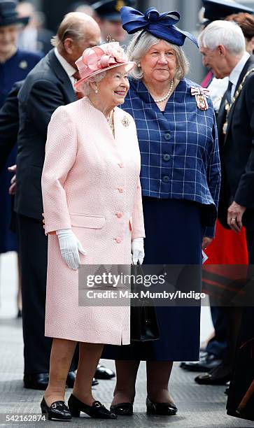 Queen Elizabeth II, accompanied by Dame Lorna Muirhead, Lord-Lieutenant of Merseyside, arrives at Liverpool Lime railway station after disembarking...