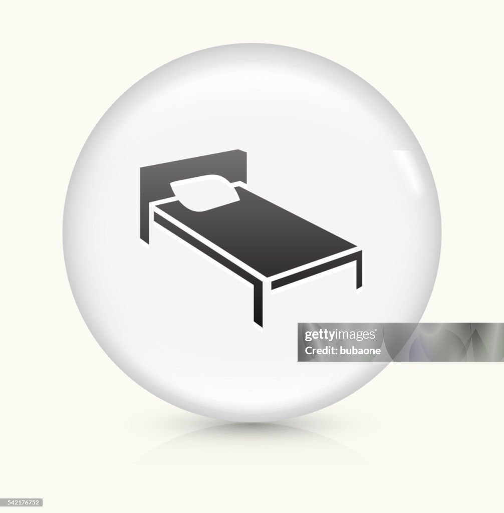 Bed icon on white round vector button