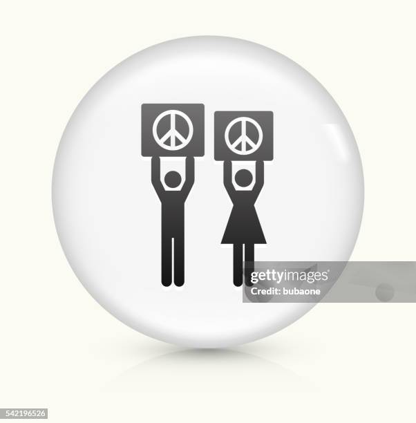 peace sign icon on white round vector button - hippie protest stock illustrations