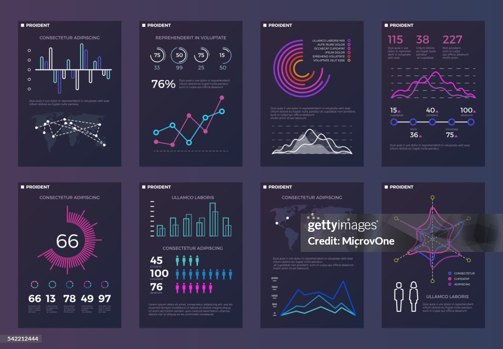 Report Line Infographics Brochures Vector Templates For Business Reports With Line ...