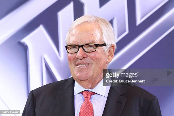 New Las Vegas NHL franchise owner Bill Foley addresses the media during the Board of Governors Press Conference prior to the 2016 NHL Awards at...