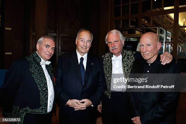 Architect Dominique Perrault, Prince Karim Aga Khan, Member of "Academie des Beaux-Arts", photographer Yann Arthus-Bertrand and Member of "Academie...