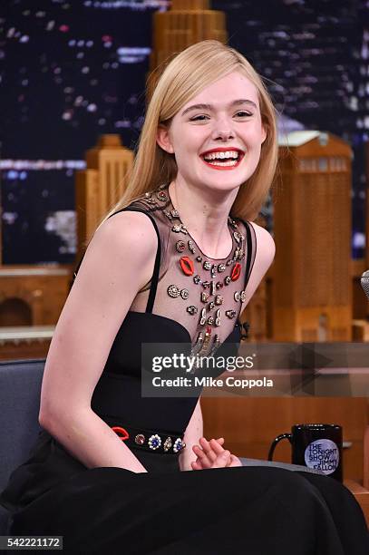 Actress Elle Fanning visits "The Tonight Show Starring Jimmy Fallon" at Rockefeller Center on June 22, 2016 in New York City.