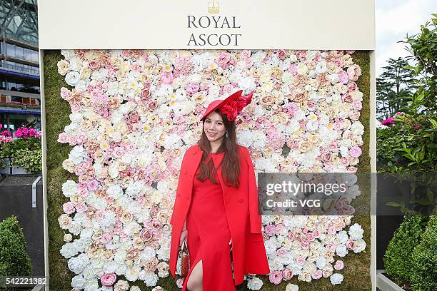 Socialite Wendy Yu attends day 5 of Royal Ascot at Ascot Racecourse on June 19, 2016 in Ascot, England.