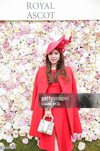 Socialite Wendy Yu attends day 5 of Royal Ascot at Ascot Racecourse on June 19, 2016 in Ascot, England.