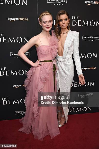 Elle Fanning and Abbey Lee attend "The Neon Demon" New York Premiere at Metrograph on June 22, 2016 in New York City.