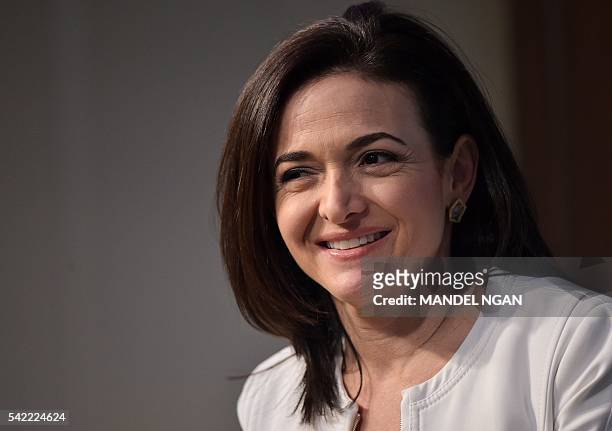 Facebook Chief Operating Officer Sheryl Sandberg speaks at the The American Enterprise Institute for Public Policy Research on June 22, 2016 in...