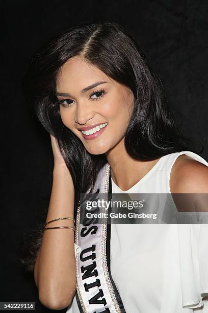Miss Universe 2015 Pia Alonzo Wurtzbach poses at the WME-IMG booth during the Licensing Expo 2016 at the Mandalay Bay Convention Center on June 22,...