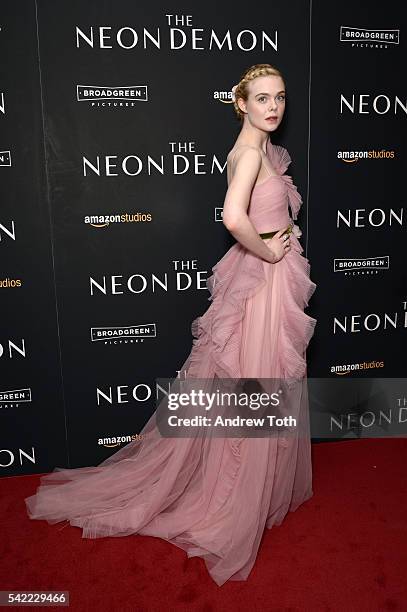 Elle Fanning attends the "The Neon Demon" New York premiere at Metrograph on June 22, 2016 in New York City.