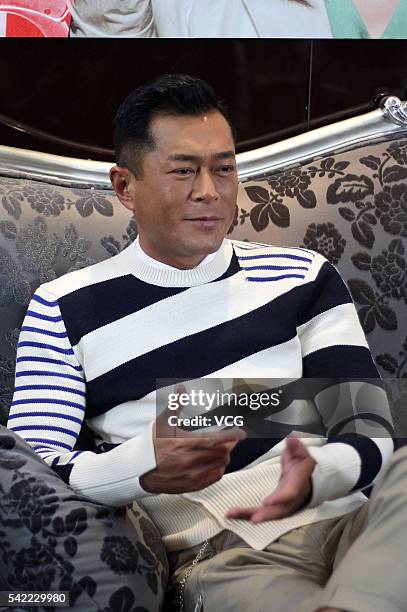 Actor Louis Koo receives interview for movie "Three" on June 21, 2016 in Guangzhou, China.