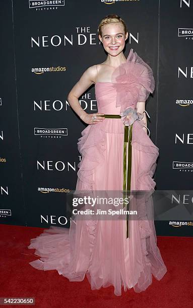 Actress Elle Fanning attends "The Neon Demon" New York premiere at Metrograph on June 22, 2016 in New York City.