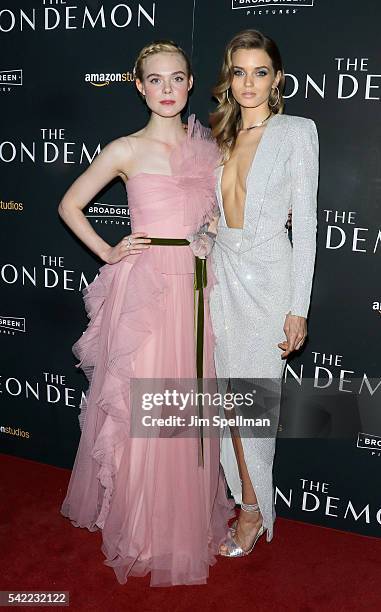 Actresses Elle Fanning and Abbey Lee attend "The Neon Demon" New York premiere at Metrograph on June 22, 2016 in New York City.