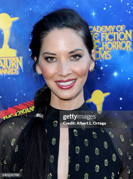 Actress Olivia Munn attends the 42nd annual Saturn Awards at The Castaway on June 22, 2016 in Burbank, California.