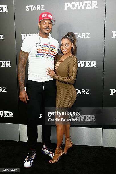Basketball player Carmelo Anthony and Actress La La Anthony attend STARZ "Power" New York season three premiere at the SVA Theatre on June 22, 2016...