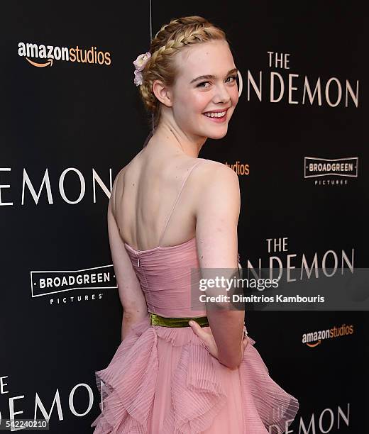 Actress Elle Fanning attends the 'The Neon Demon' New York Premiere at Metrograph on June 22, 2016 in New York City.