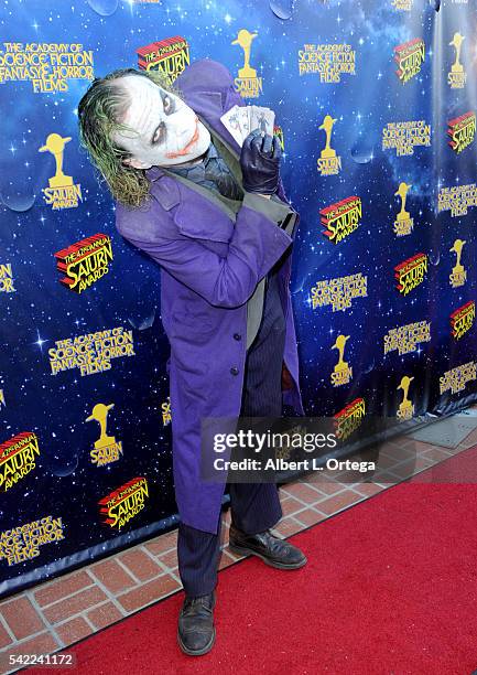 The Joker attends the 42nd annual Saturn Awards at The Castaway on June 22, 2016 in Burbank, California.