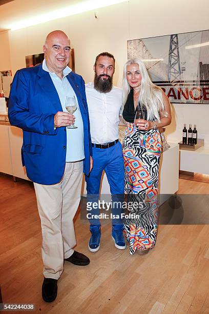 Ahmet Pekkip, Tobias Bojko, CEO Ajoure magaine and german actress Simone Bechtel attend the 'Glatzel & Szczesny - New York & Saint Tropez meets...
