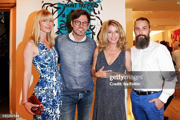 Opera singer Tobey Wilson with his girlfriend Sabrina Germann, german actress Cosima von Borsody and Tobias Bojko, CEO Ajoure magazine, attend the...