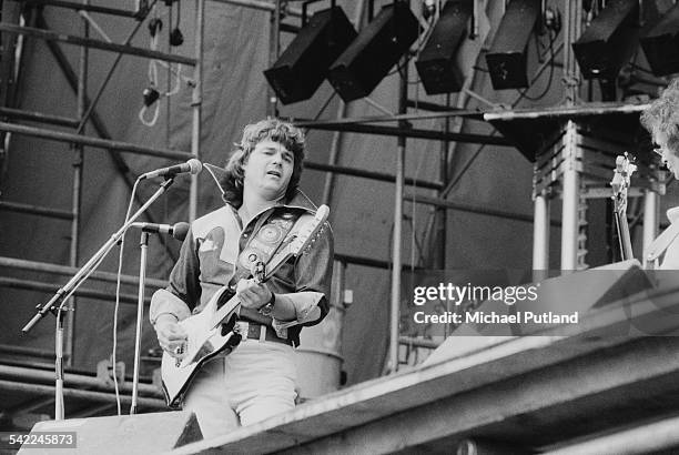 American singer and guitarist Steve Miller performing with the Steve Miller Band at the Knebworth Festival, Knebworth House, Hertfordshire, 5th July...