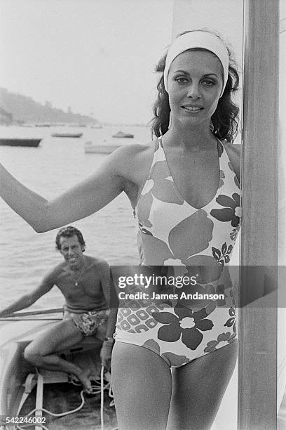 French actress Michele Mercier with her husband Claude Bourillot on holiday.