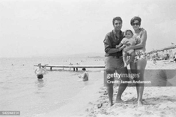 Algerian French singer and songwriter Enrico Macias with his wife Suzy Leyris and their son Jean-Claude Ghrenassia.