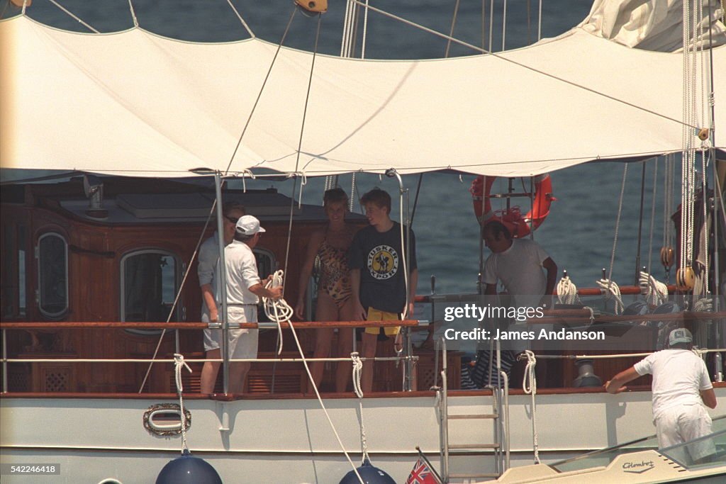 Lady Diana with sons on holiday in Saint-Tropez