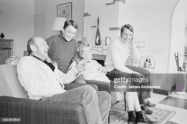 French actor André Bourvil and his family at his home in Montainville.