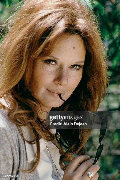 Italian actress Lea Massari on the set of La prima notte di quiete, written and directed by Valerio Zurlini.