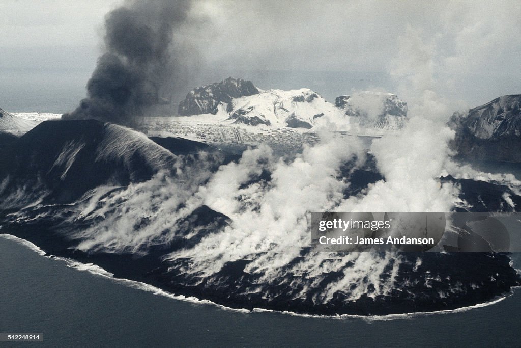 Eruption of Helgafell Volcano on Heimaey Island