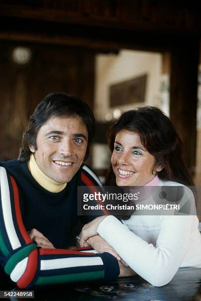 French singer, songwriter and jazz guitarist Sacha Distel and his wife alpine ski racer Francine Bréaud.