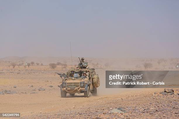 Soldiers of the Chadian Army on Patrol in area of Kidal in Mali. Chadian forces, trained in desert combat, have backed French forces in some of the...