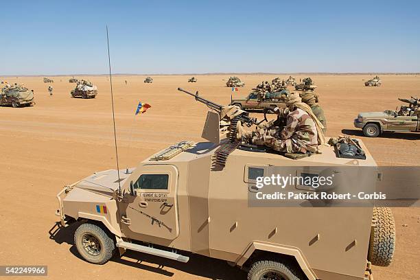 Soldiers of the Chadian Army on Patrol in area of Kidal in Mali. Chadian forces, trained in desert combat, have backed French forces in some of the...