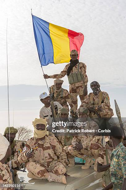 Chadian Army is seen in the area of Kidal as part of the Operation Serval and the African-led International Support Mission to Mali , an organized...