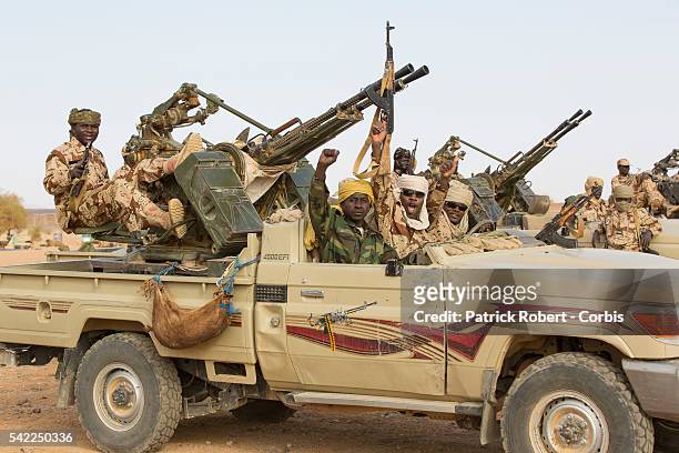 Chadian Army is seen in the area of Kidal as part of the Operation Serval and the African-led International Support Mission to Mali , an organized...