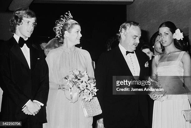 The young Prince Albert of Monaco attends his first Red Cross Ball with his sister, Princess Caroline and their parents, HRH Princess Grace and HRH...