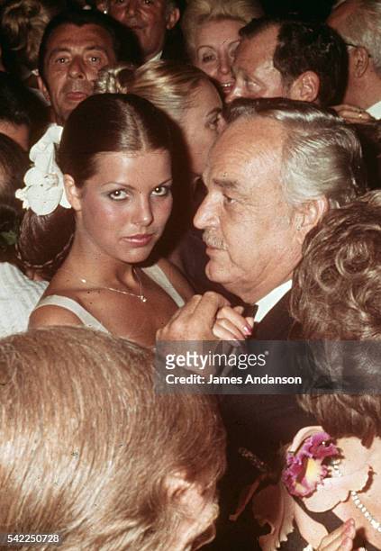 The young Princess Caroline of Monaco dances with her father, HRH Prince Rainier during the 1974 Red Cross Ball.