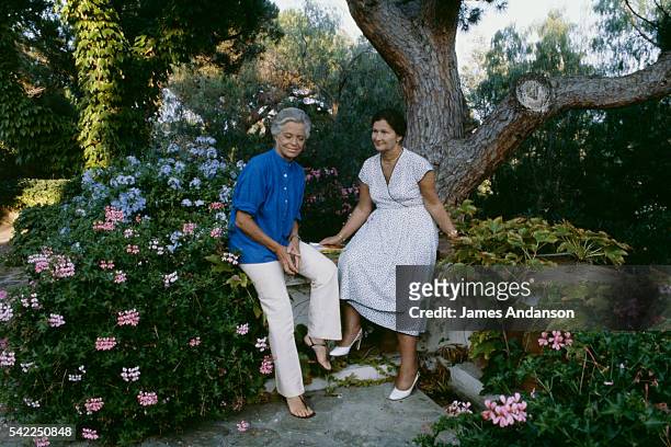 French President of the European Parliament Simone Veil with her husband politician Antoine Veil on holiday in Sainte-Maxime.