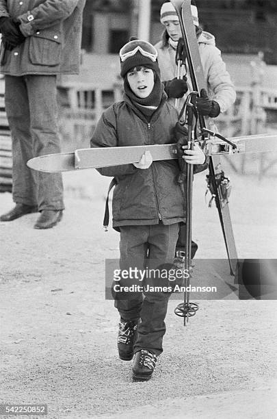 The young John John Kennedy goes skiing in the French Alps ski resort at Courchevel.