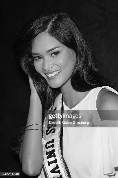 Miss Universe 2015 Pia Alonzo Wurtzbach poses at the WME-IMG booth during the Licensing Expo 2016 at the Mandalay Bay Convention Center on June 22,...