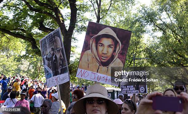 People gather in Washington to commemorate the 50th of the famous speech 'I have a Dream', delivered on August 28 by American clergyman, activist,...