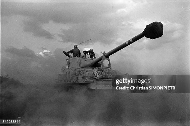 Israeli tanks on the Golan plateau.