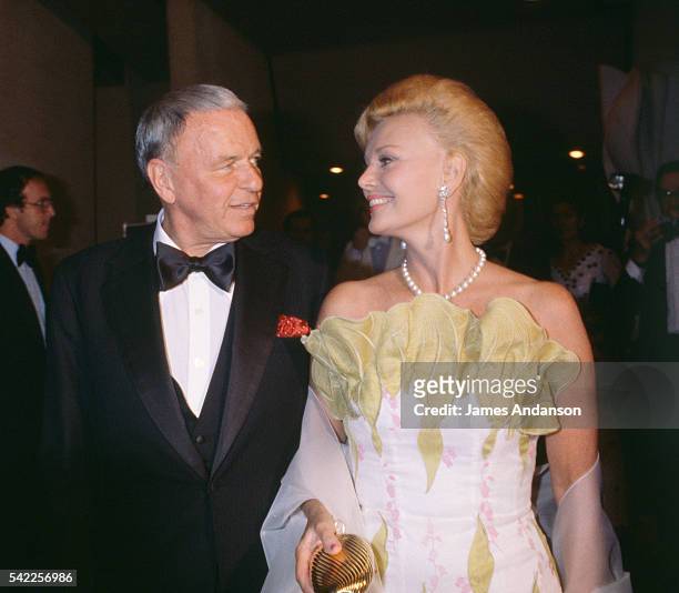 American singer and actor Frank Sinatra and his wife Barbara Sinatra arrive at the Red Cross Ball.