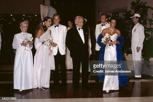 Princess Antoinette of Monaco, Princess Caroline of Monaco, Prince Albert of Monaco, the Prince of Monaco Rainier III, Stefano Casiraghi and Princess...