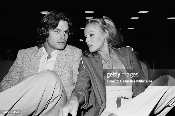 American actor Harry Hamlin and Swiss actress and a sex symbol Ursula Andress attend the 1979 Deauville American Film Festival.
