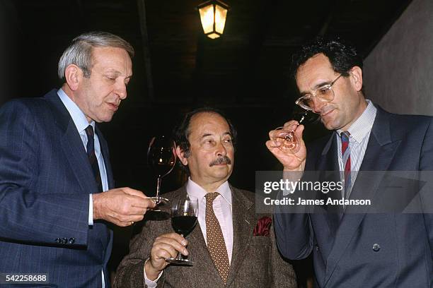 Jean-François Moueix, Victor Franco and oenologist Jean-Claude Berrouet taste wine. In the 19th century, the domain belonged to the Arnaud family who...